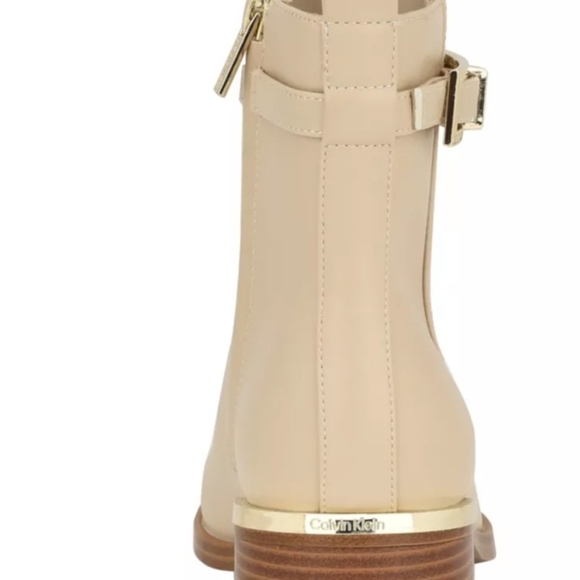 Calvin Klein Collection Cream Ankle Boots with Gold Details - Picture 2 of 4